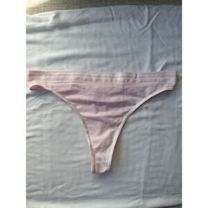 NWOT Sonoma Pink Microfiber Thong Panty Striped Logo Waist Size 7